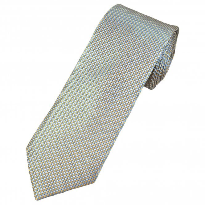 Tresanti Celeste Silver, Yellow & Light Blue Pattern Men's Silk Tie