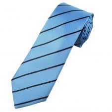 Tresanti Celeste Sky Blue & Brown Striped Men's Silk Designer Tie