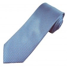 Tresanti Celeste Sky Blue, Dark Blue & Brown Pattern Men's Silk Designer Tie