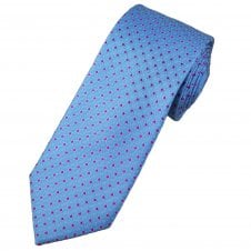 Tresanti Celeste Sky Blue, Fuchsia Pink & Silver Pattern Men's Silk Tie