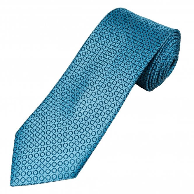 Tresanti Celeste Sky Blue & Navy Circles Patterned Men's Silk Tie
