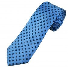 Tresanti Celeste Sky Blue & Navy Pattern Men's Silk Tie
