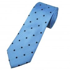 Tresanti Celeste Sky Blue & Navy Polka Dot Men's Silk Tie