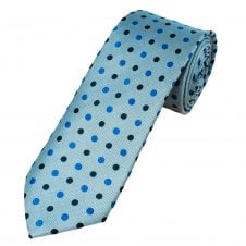 Tresanti Celeste Sky Blue, Navy & Royal Blue Polka Dot Men's Silk Tie
