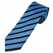 Tresanti Celeste Sky Blue & Navy Stripe Men's Silk Tie