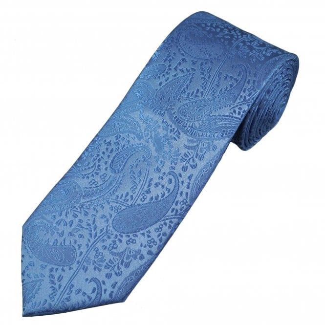 Tresanti Celeste Sky Blue Paisley Pattern Men's Silk Tie