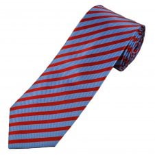 Tresanti Celeste Sky Blue & Red Stripe Men's Silk Tie