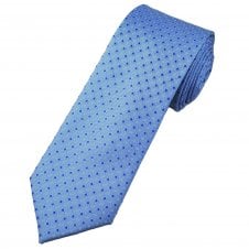 Tresanti Celeste Sky Blue, Royal Blue & Silver Pattern Men's Silk Tie