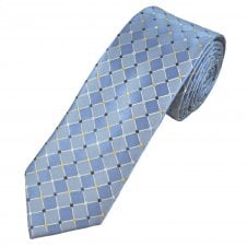 Tresanti Celeste Sky Blue, Silver, Brown, Gold & Royal Blue Diamond Checked & Dots Men's Silk Tie