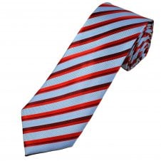 Tresanti Celeste Sky Blue, Silver, Red & Burgundy Striped Men's Silk Tie