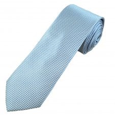 Tresanti Celeste Sky Blue & White Checked Pattern Men's Silk Tie