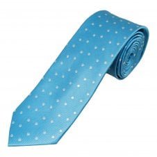 Tresanti Celeste Sky Blue & White Polka Dot Men's Silk Tie