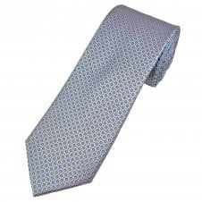 Tresanti Celeste Slate Blue, Orange, Royal Blue & Navy Circles & Dots Pattern Men's Silk Tie