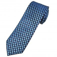 Tresanti Celeste Slate Blue, Red & Blue Diamond Pattern Men's Silk Designer Tie