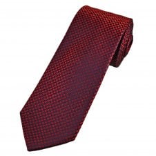 Tresanti Celeste Strawberry Red & Navy Blue Square and Dot Pattern Men's Silk Designer Tie
