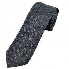 Tresanti Celeste Taupe & Shades of Blue Pattern Men's Silk Designer Tie