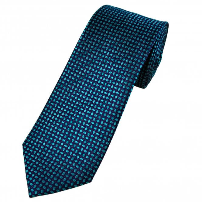 Tresanti Celeste Turquoise, Purple & Navy Blue Patterned Silk Men's Designer Tie