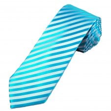 Tresanti Celeste Turquoise & Silver Stripe Men's Silk Tie
