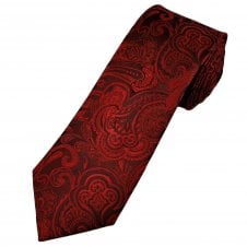 Tresanti Celeste Wine, Red & Burgundy Paisley Pattern Men's Silk Designer Tie