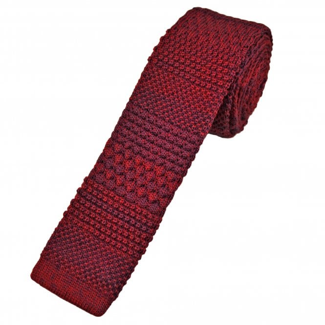 Tresanti Celeste Wine Red & Burgundy Patterned Men's Wool Knitted Skinny Tie