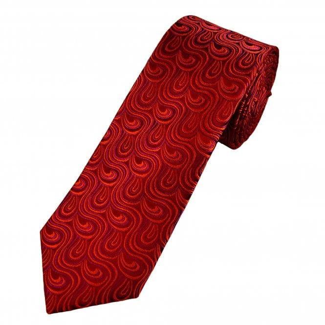 Tresanti Celeste Wine Red, Fuchsia Pink & Orange Patterned Men's Silk Tie