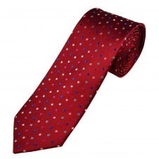 Tresanti Celeste Wine Red, Light Pink, Fuchsia, Royal & Light Blue Polka Dot Men's Silk Tie