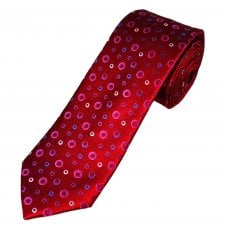 Tresanti Celeste Wine Red, Purple, Fuchsia Pink, Royal Blue & Pink Circles Patterned Men's Silk Tie
