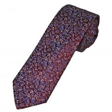 Tresanti Celeste Wine Red, Royal Blue, Light Blue & Pink Flower Pattern Men's Silk Tie