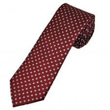 Tresanti Celeste Wine Red with Light Blue & Silver Pink Dot Pattern Men's Silk Designer Tie