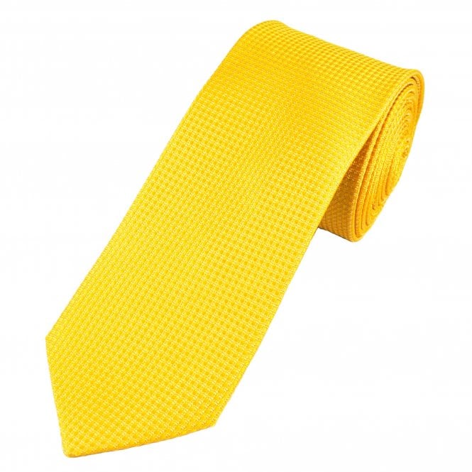 Tresanti Celeste Yellow Micro Checked Patterned Men's Silk Designer Tie