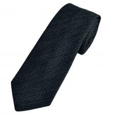 Tresanti Charcoal Grey & Navy Blue Houndstooth Wool Blend Men's Designer Tie