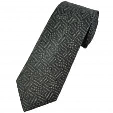 Tresanti Charcoal Grey & Silver Checked Men's Silk Tie