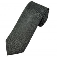 Tresanti Charcoal Grey & Silver White Pattern Men's Silk Tie