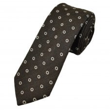 Tresanti Chocolate Brown, Navy Blue & Silver Pattern Wool Blend Men's Tie