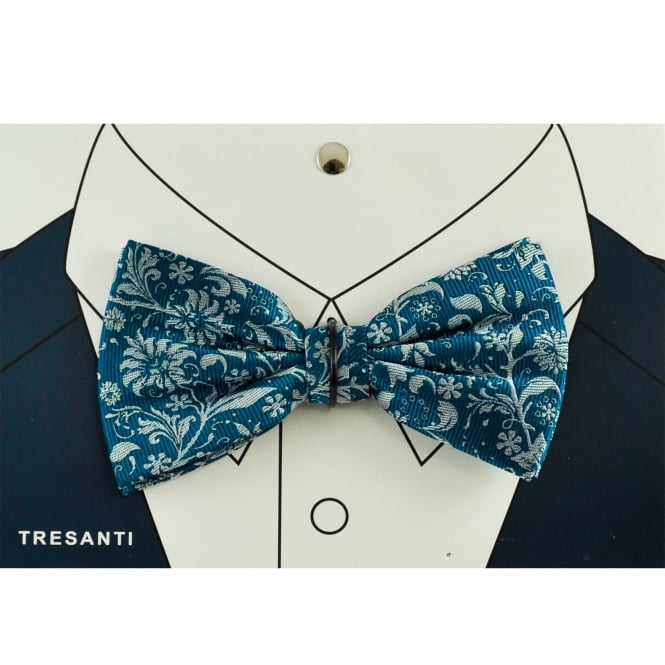 Tresanti Dark Blue & Silver Blue Patterned Silk Men's Bow Tie