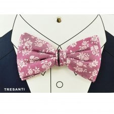Tresanti Dark Pink & Light Pink Flower Pattern Men's Silk Bow Tie