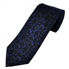Tresanti Dark Royal, Navy Blue & Black Geometric Pattern Men's Silk Designer Tie