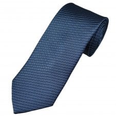 Tresanti Denim Blue & Black Stripe Micro Pattern Men's Silk Designer Tie