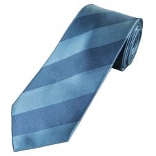 Tresanti Dusky Blue & Light Blue Striped Men's Silk Designer Tie