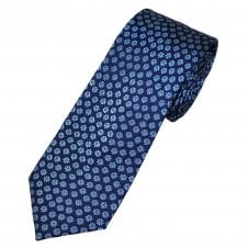 Tresanti French Navy, Light Blue & Pink Flower Pattern Men's Silk Tie
