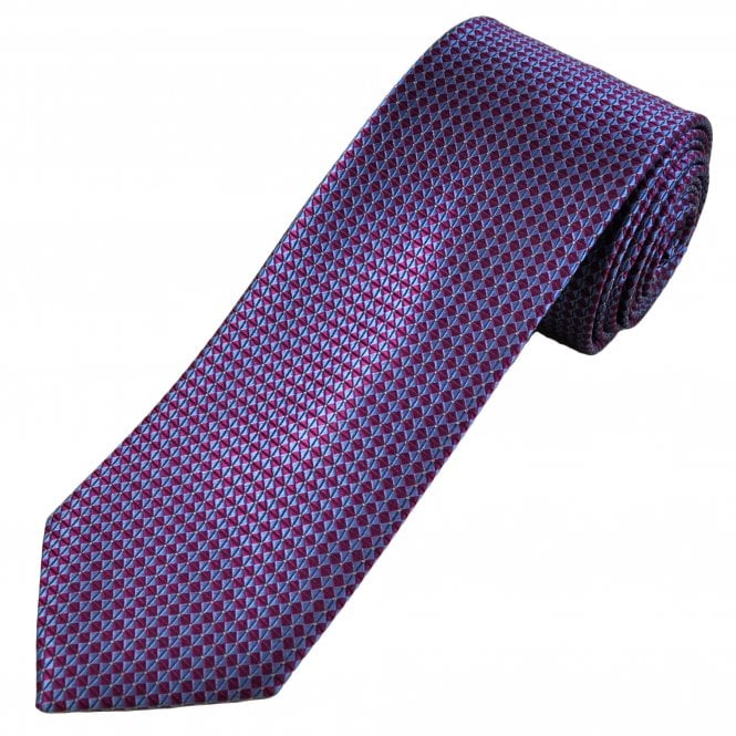 Tresanti Fuchsia Pink, Light Blue & Pink Diamond Pattern Men's Silk Tie
