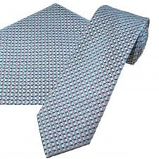 Tresanti Fuchsia, Pink, Lilac, Silver & Teal Green Checked Silk Tie & Pocket Square Handkerchief Set