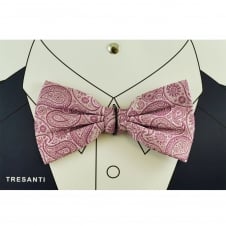 Tresanti Fuchsia Pink & Silver Pink Paisley Pattern Silk Men's Bow Tie