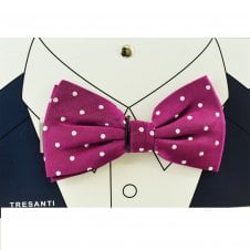 Tresanti Fuchsia Pink & White Polka Dot Men's Silk Bow Tie