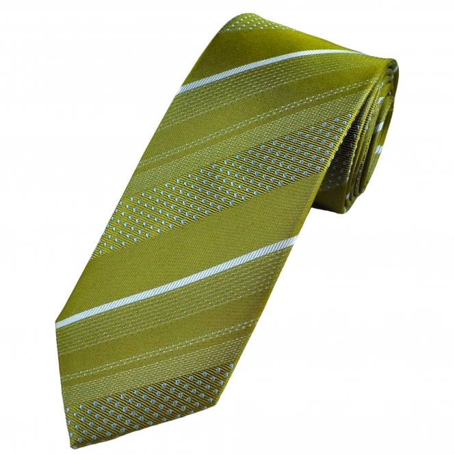 Tresanti Green & Light Blue Striped & Polka Dot Men's Silk Designer Tie