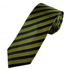 Tresanti Green & Navy Blue Striped Men's Silk Designer Tie