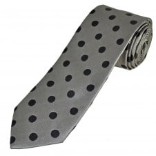 Tresanti Grey & Black Polka Dot Men's Silk Designer Tie