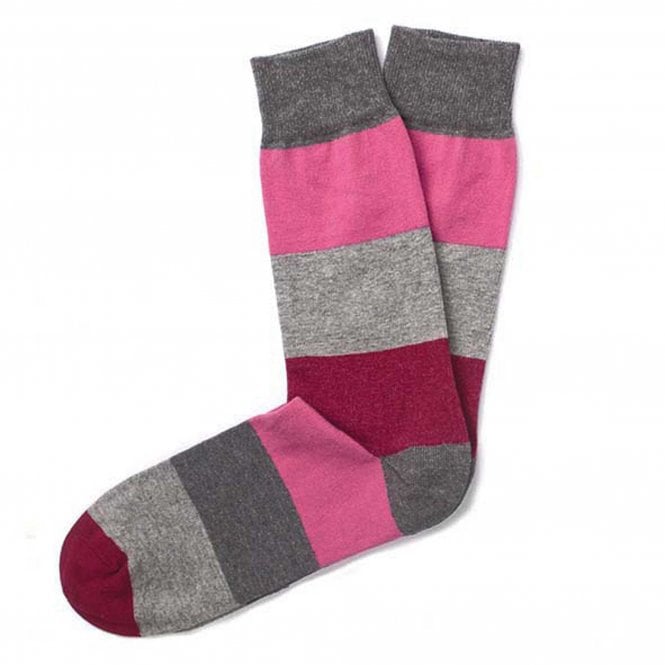 Tresanti Grey, Bright Pink, Wine Red Stripe Combed Cotton Men's Socks