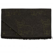Tresanti Grey & Green French Bulldog and Polka Dot Reversible Scarf