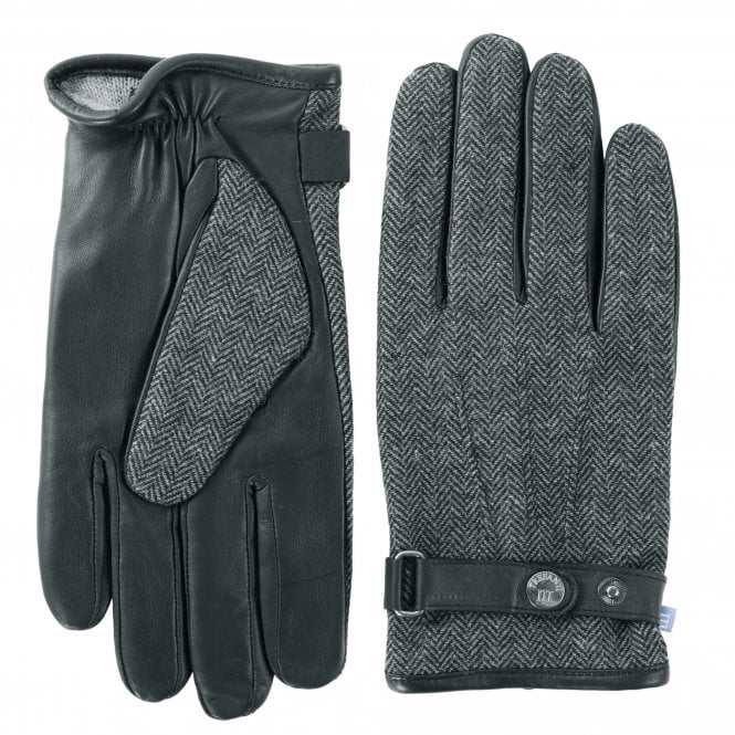 Tresanti Grey Herringbone Leather Gloves